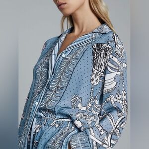 Reiss Blue and White Patterned Button Down Shirt